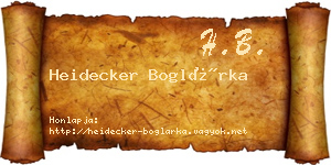Heidecker Boglárka névjegykártya